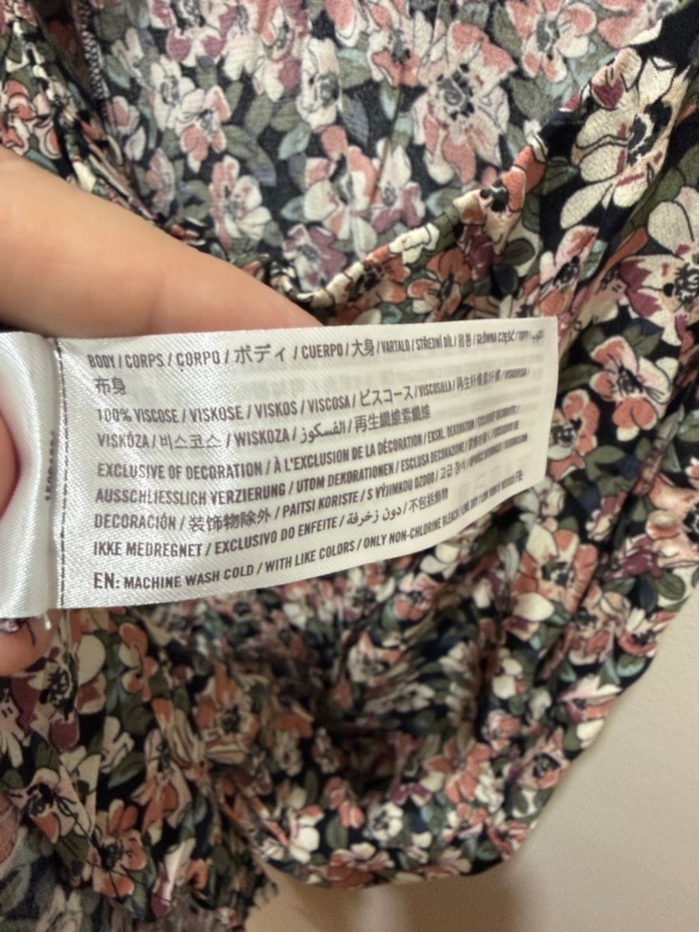 Abercrombie & Fitch Black Floral Midi Dress with Pink and Cream Blooms - Picture 11 of 11